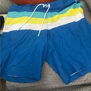 American Eagle Outfitters Vibrant Blue and Yellow Swim Shorts